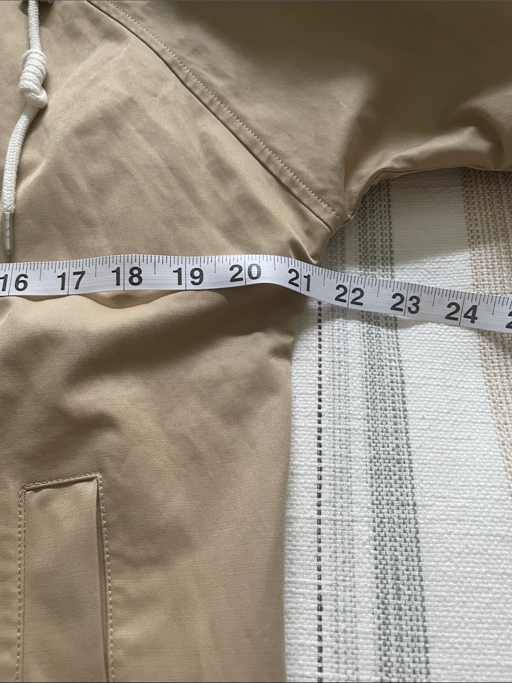 Zara Tan Trench Coat with Striped Hood - Picture 8 of 9